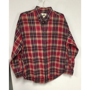 Vintage Men's Field‎ Gear Plaid Button Down Shirt Size L Red Brown